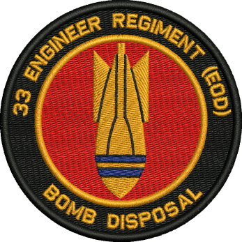 33 Engr Regiment EOD / Bomb Disposal Embroidered Badge