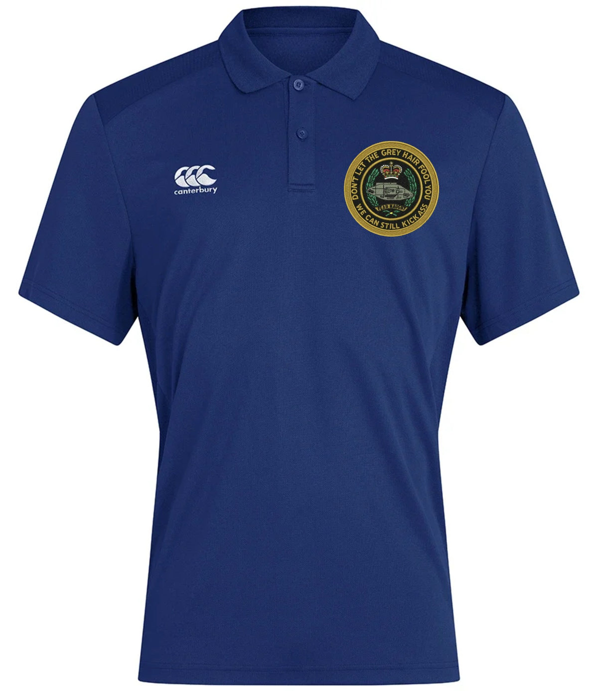Royal Tank Regiment Veteran Canterbury Club Dry Polo Royal Blue