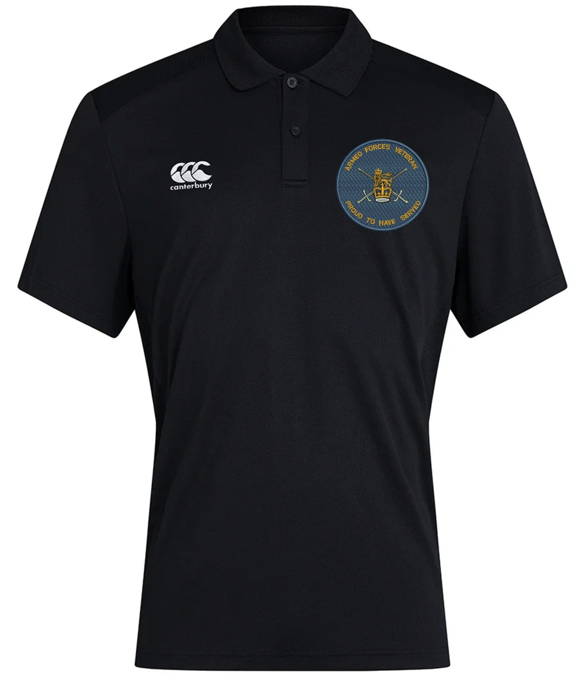 Armed Forces Veteran Proud to Serve Canterbury Club Dry Polo Black