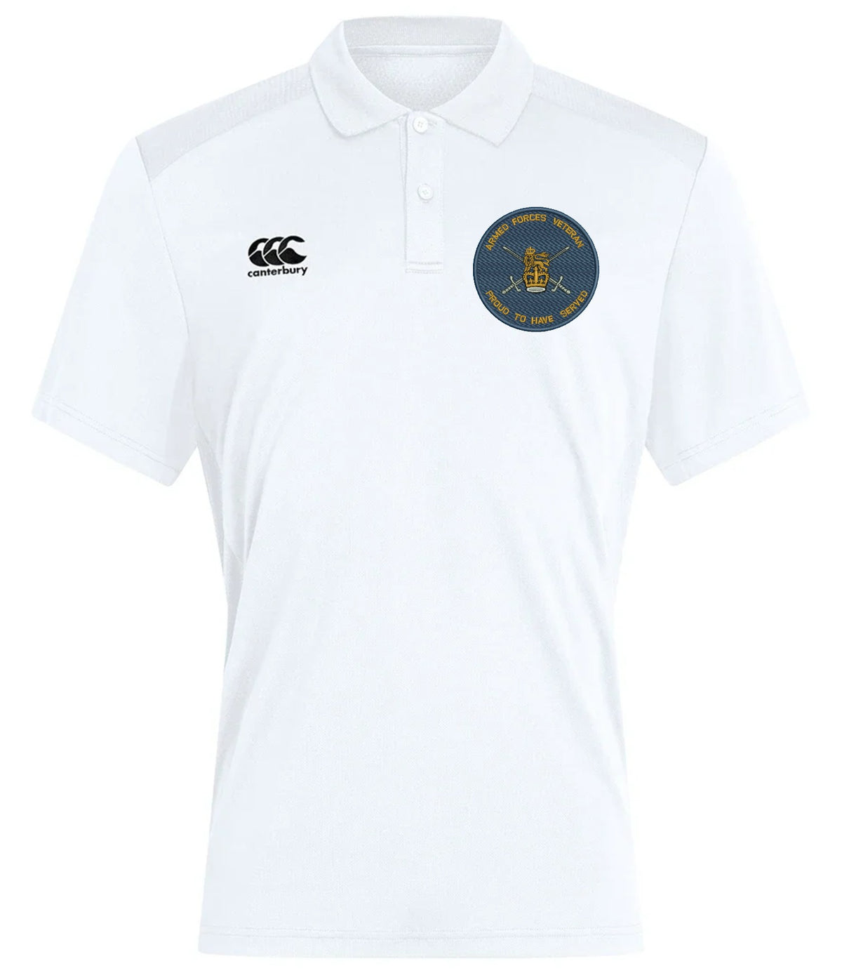 Armed Forces Veteran Proud to Serve Canterbury Club Dry Polo White