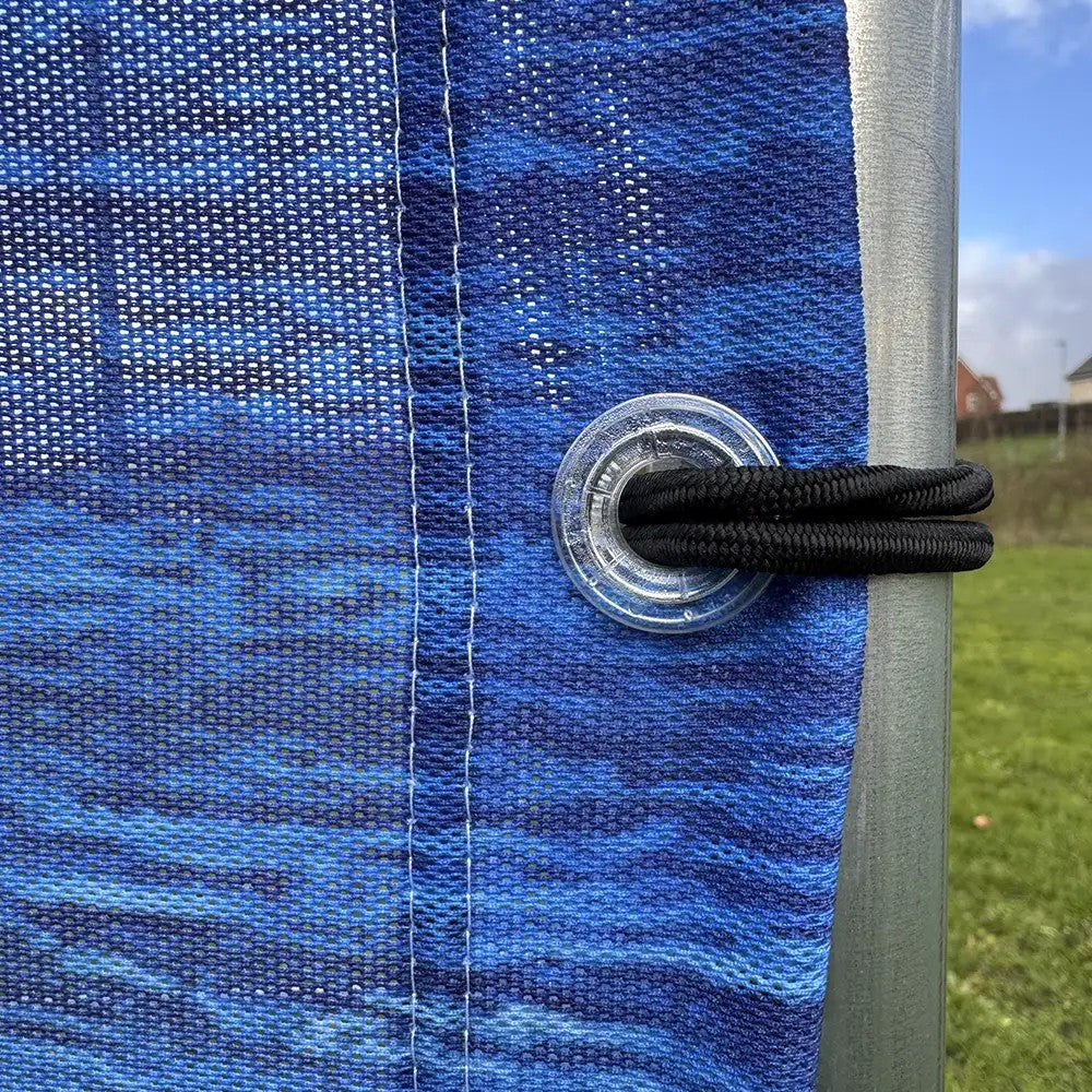 Eyelet and cable tie on a Heras fence banner