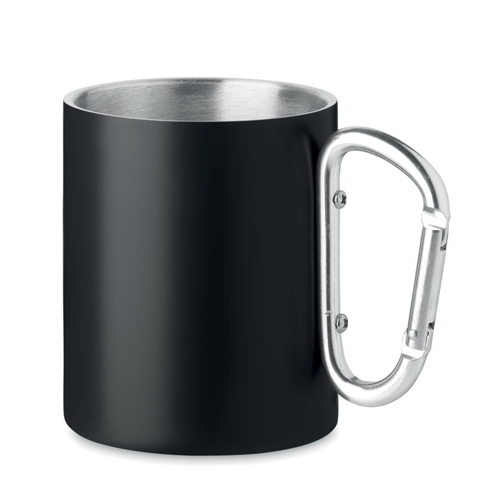 Engraved Double Wall Metal Mug 300ml, Black