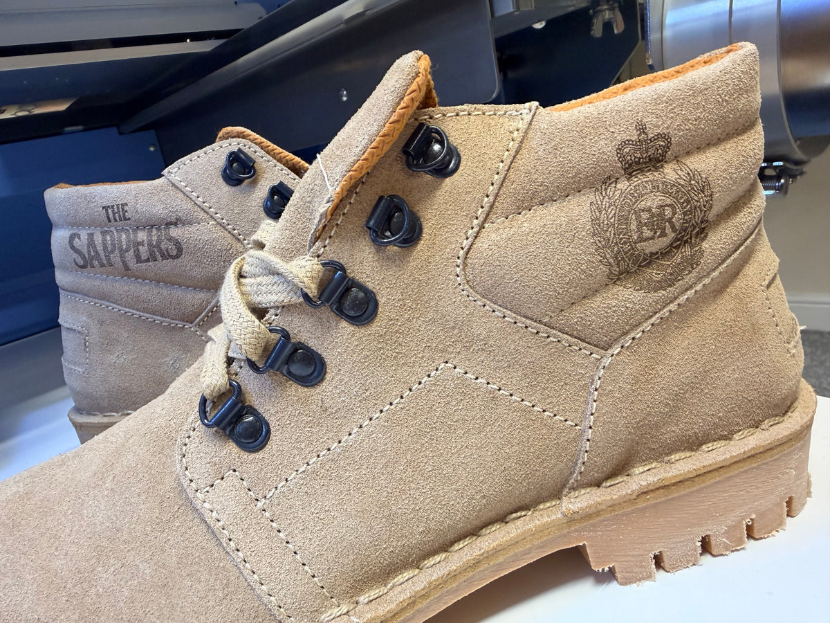 Military Desert Boots, Laser Engraved