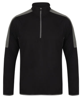 ¼ zip mid-layer with contrast panelling 