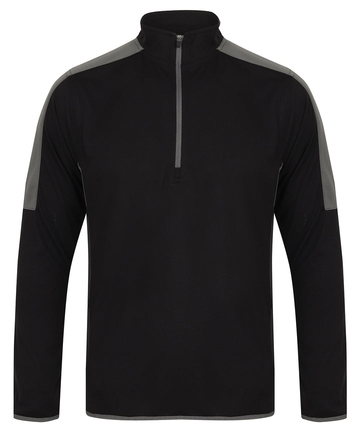 ¼ zip mid-layer with contrast panelling 