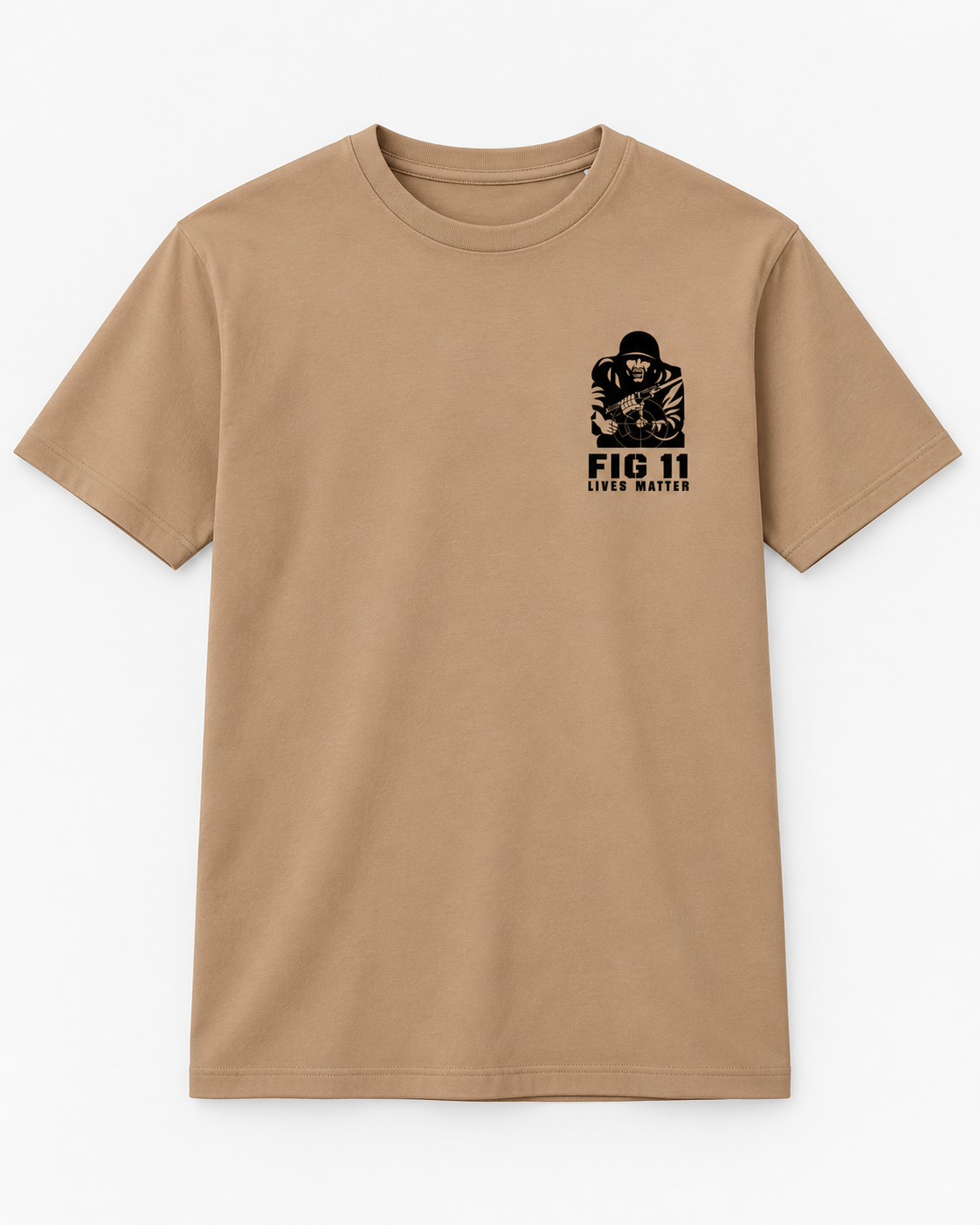 Fig 11 Lives Matter T-Shirt front chest print, Desert Sand