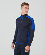 ¼ zip mid-layer with contrast panelling 