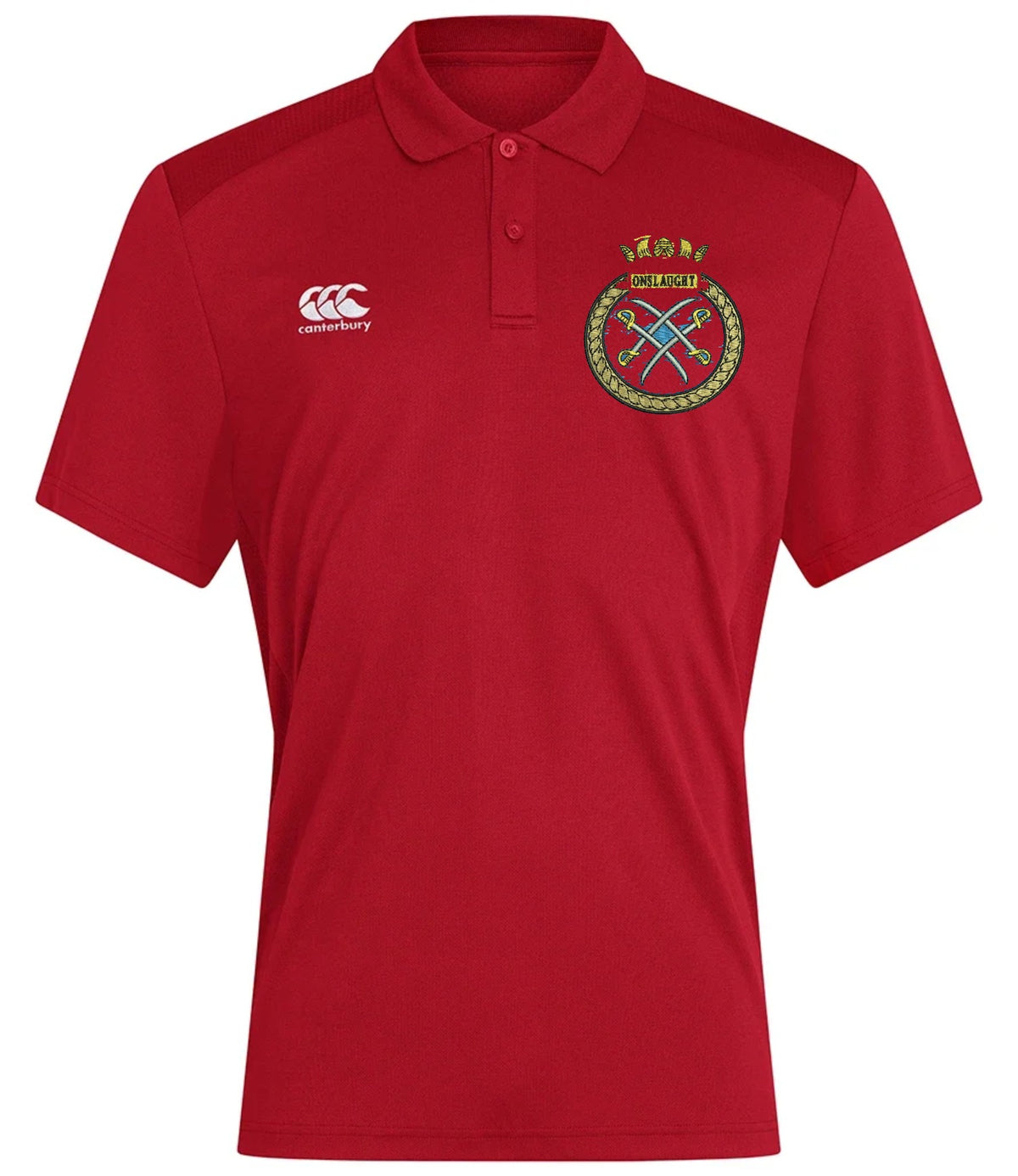 HMS Onslaught Veteran Canterbury Club Dry Polo Flag Red