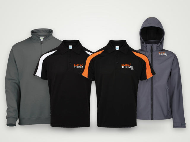 Core bundle: contrast polos, quarter zip and hooded jacket with your logo
