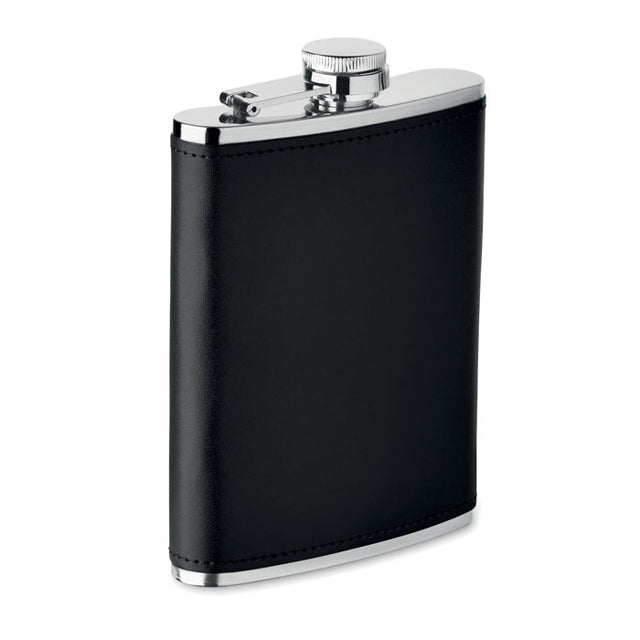 Engraved Slim Hip Flask 200ml, Black
