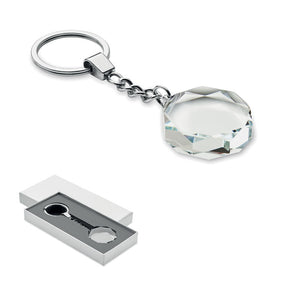 Engraved Glass Round Keyring