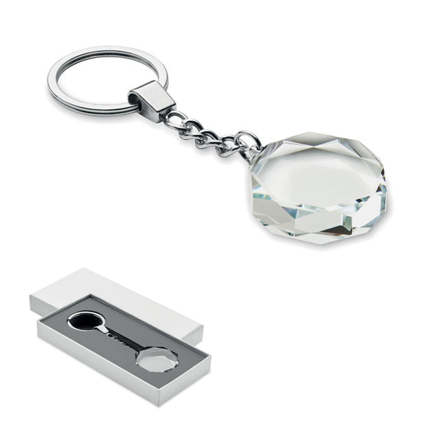 Engraved Glass Round Keyring