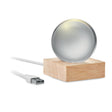 Engraved LED Glass Ball on Wooden Base