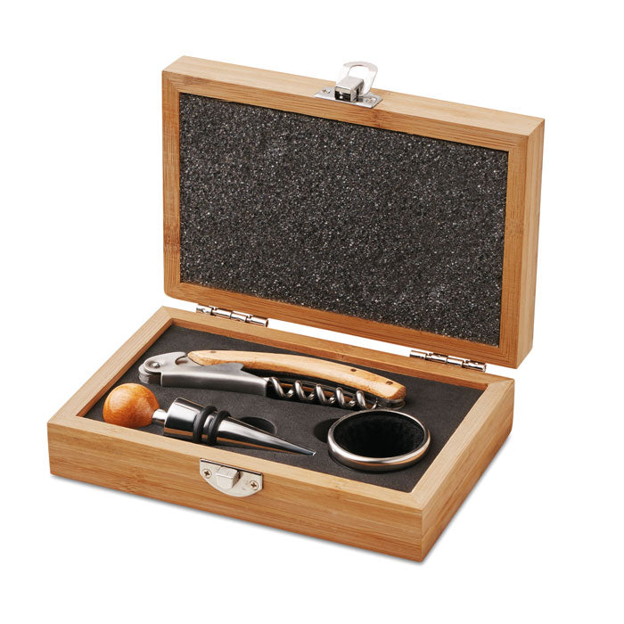 Engraved Wine Tool Set in Bamboo Box