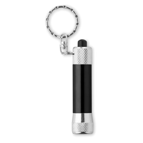 Engraved Aluminium Torch Keyring, Black