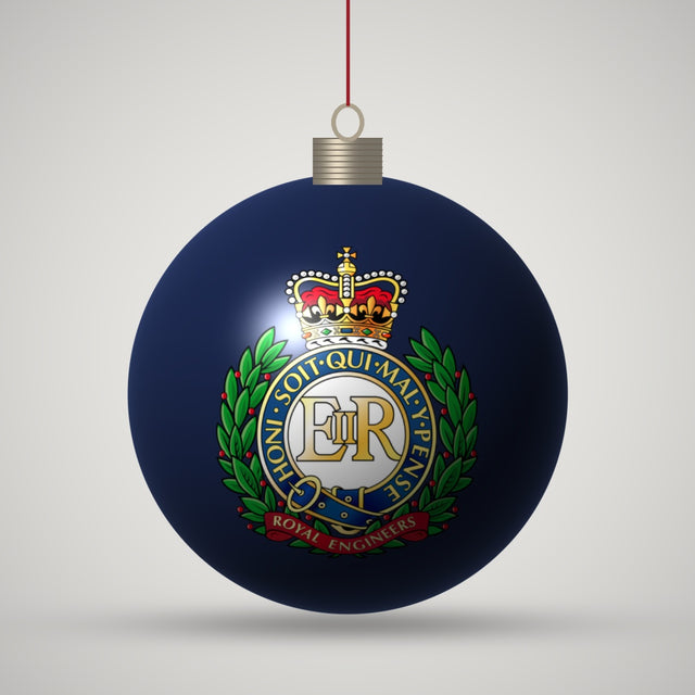 Navy Royal Engineers Christmas bauble with the full colour RE cap badge