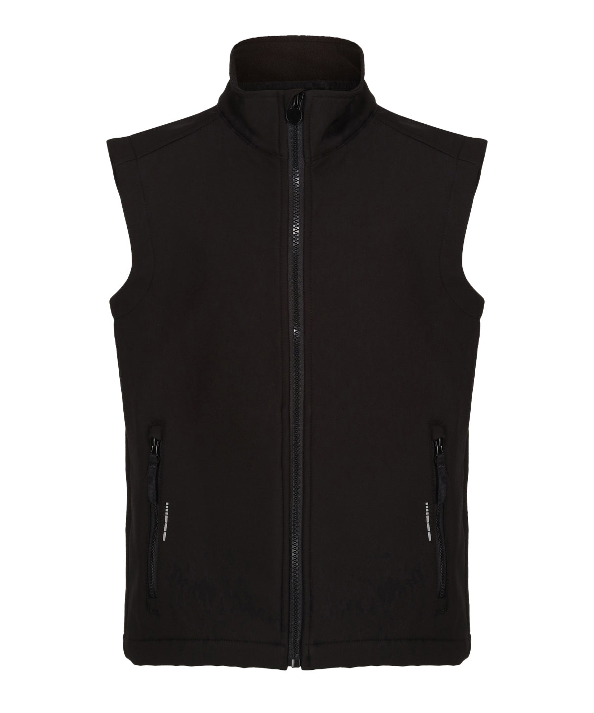 Black vest with a zipper on a white background