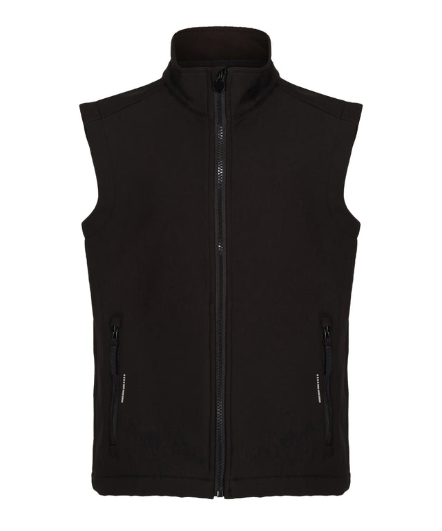 Black vest with a zipper on a white background